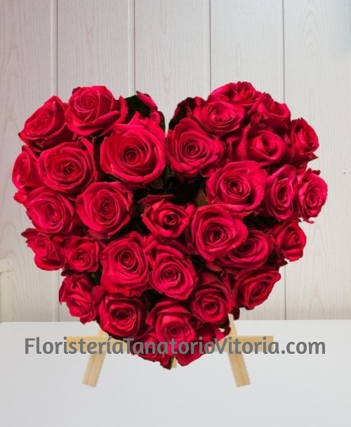 Corazón Funerario rosas rojas especial para tanatorio