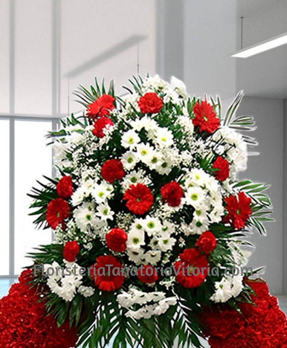 Corona de flores para difuntos básica roja